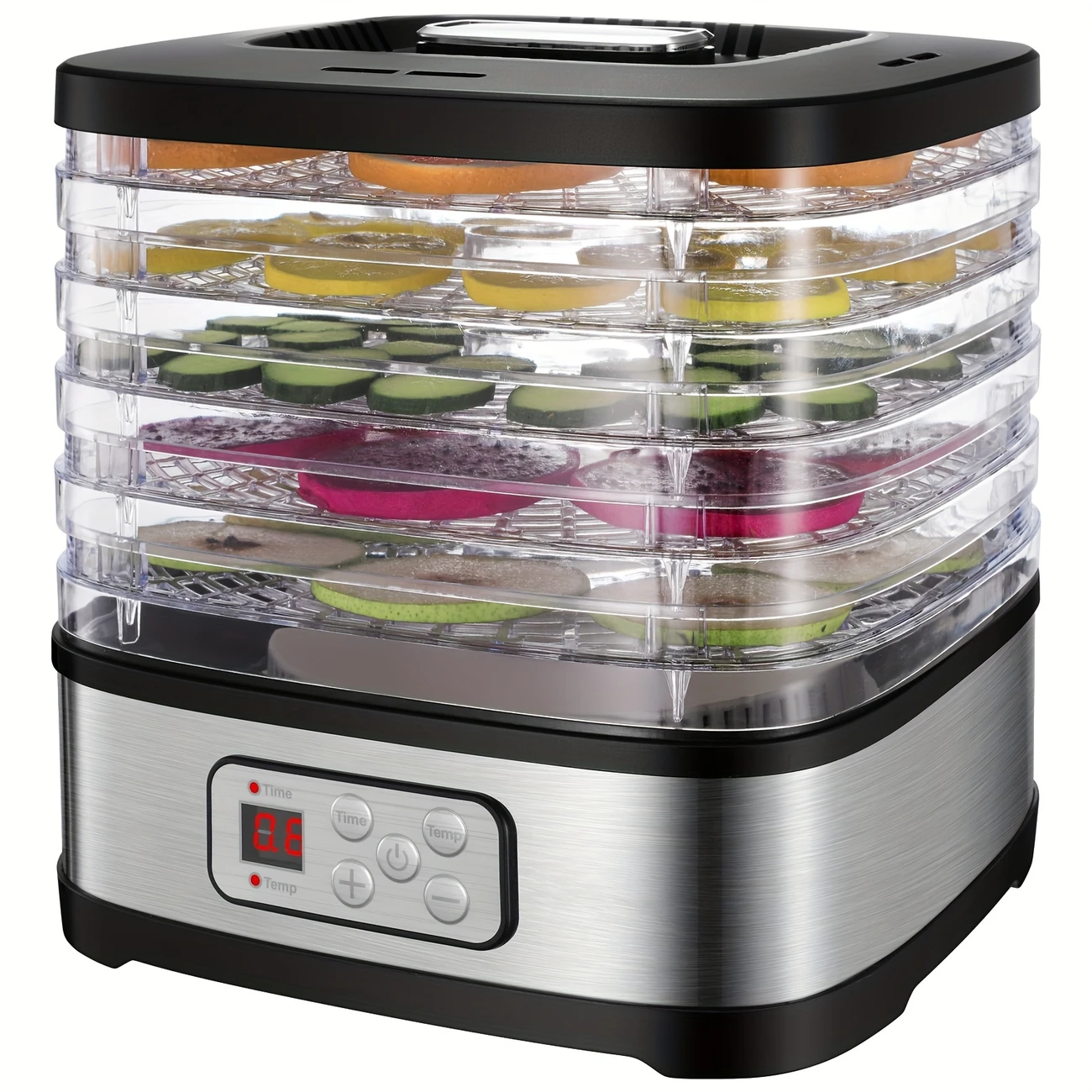 Stainless Steel Food Dehydrator with Temperature Control, 5 BPA-Free Trays, Dishwasher Safe Electric