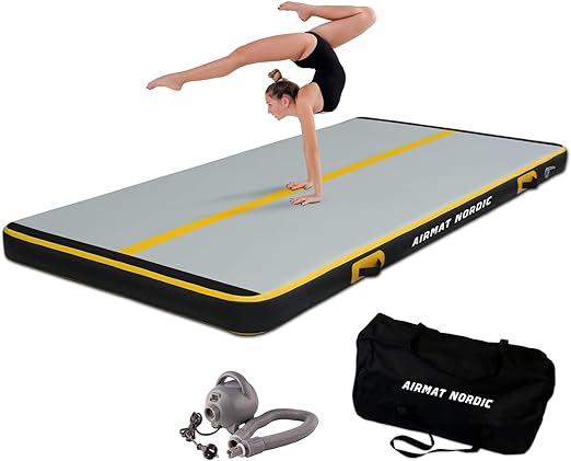 AirMat Nordic Carbon Air Mat Tumble Track 10ft/13ft/16ft/20ft/26ft with Electric Air Pump, Inflatabl